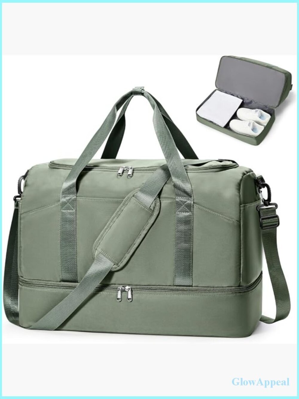 Large Travel Duffle Bag with Shoe Compartment & Wet Pocket